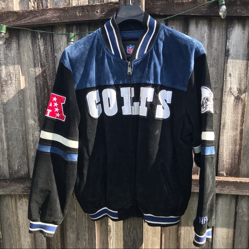Indianapolis Colts suede leather varsity jacket XL